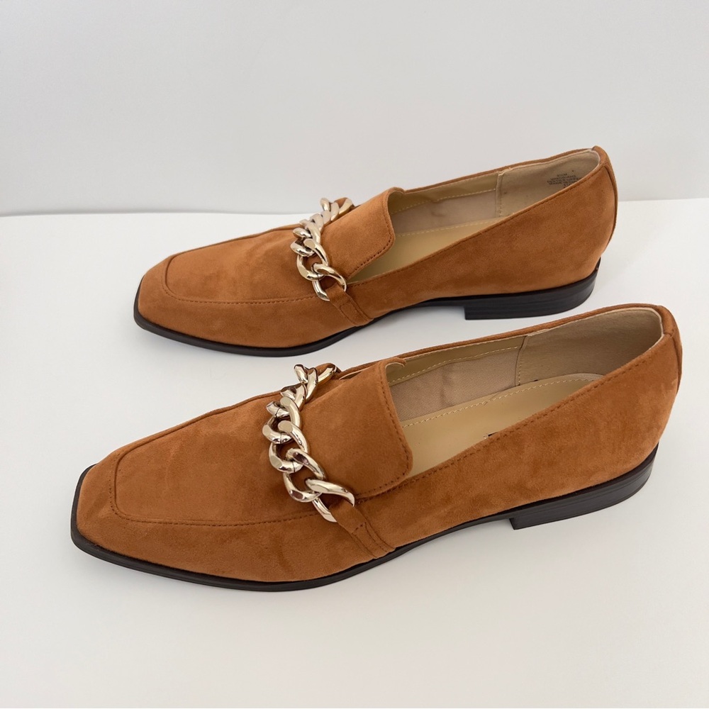 Nine West Women’s Oriah Slip On Loafer Chain Detail Brown Tan Suede Size 9.5 - Picture 6 of 9